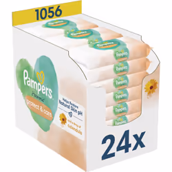 Plus doux que du coton humidifié à l’eau. Le lot de 24 lingettes nettoyantes pour enfant Pampers Harmonie New Baby prend ...