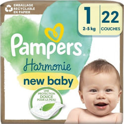 Pampers Couches Harmonie T1 (2-5 Kg) Avec Emballage Papier Recyclable