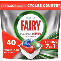 Fairy Platinum Plus Tablettes Lave-Vaisselle All In One Regular 40 Capsules