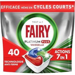 Fairy Platinum Plus Tablettes Lave-Vaisselle All In One Regular 40 Capsules