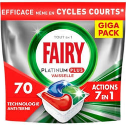 Fairy Platinum Plus Tablettes Lave-Vaisselle All In One Technologie Anti-Terne Regular 71 Capsules