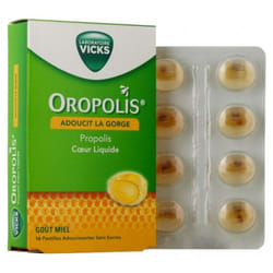 Vicks Oropolis Coeur Liquide Propolis Goût Miel 16 Pastilles