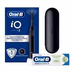 Oral-B iO2, Adulte, Brosse à dents vibrante, Noir, Rond, Batterie, Batterie intégré