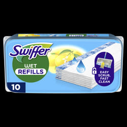 Swiffer Lingettes Humides pour Sols Durs - Captent Poussière et Saleté, Parfum Citron Frais - Nettoyage Facile, 10 Lingettes Pré-Mouillées