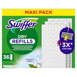 Swiffer Lingettes Sèches pour Balai, Parfum Febreze, Attrape et Retient 3x Plus de Poussière, Poils d'Animaux