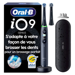 Oral-B iO9 Brosse à dents électrique Noir - Édition Cadeau Inclut 2 Brossettes, Étui de Voyage et Chargeur