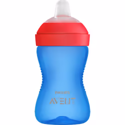 Philips AVENT - SCF802/01 Tasse à bec souple, résiste aux morsures, Bouteille de boisson, 9 mois, Bleu, Rouge, Garçon, Couver ...