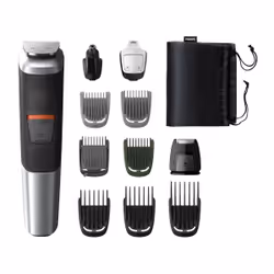 Philips MULTIGROOM Series 5000 11-en-1 Visage, Cheveux et Corps, 11 outils, Noir, Gris, Rectangle, Barbe, Oreille, Sourcil, M ...