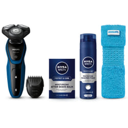 Philips AquaTouch S5073/62 rasoir pour homme Rasoir rotatif Noir, Bleu