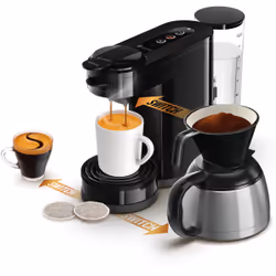 Senseo HD6594/60, Cafetière, 1 L, Dosette de café, Café moulu, 1450 W, Noir