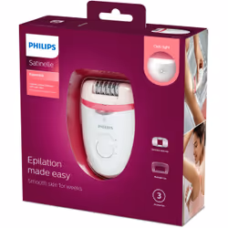 Philips Satinelle Essential Épilateur compact sur secteur, lumière intégrée pour les jambes