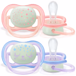 Philips AVENT Sucette ultra air avec pastille phosphorescente, Sucette ultra souple, Orthodontique, Silicone, Garçon/Fille, L ...