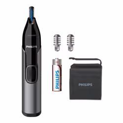 Philips 3000 series Nose trimmer series 3000 NT3650/16 Tondeuse nez, oreilles et sourcils, Gris, Acier inoxydable, Batterie,  ...