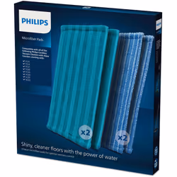 Philips Rechargeable Stick Accessory XV1700/01 Lingettes en microfibre, Universel, Housse pour balai à franges, Bleu, Vert, P ...