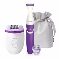 Philips Satinelle Essential BRP505/00 Épilateur compact sur secteur, Violet, Blanc, Arrière de la cuisse, Bikini, Cuisse avan ...