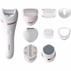 Philips Epilator Series 8000 BRE740/10 Épilateur 100 % étanche, Rose, Blanc, Epilation, Exfoliation, Rasage, Rouleau de lissa ...