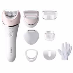 Philips Épilateur 100 % étanche pour les jambes et le corps, Rose, Blanc, 32 pince(s), 70400 tr/min, 64000 tr/min, Batterie, ...