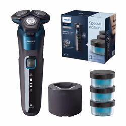 Philips SHAVER Series 5000 S5579/69 Rasoir électrique 100 % étanche, Rasoir rotatif, SkinIQ, Acier inoxydable, Noir, Bleu, LE ...