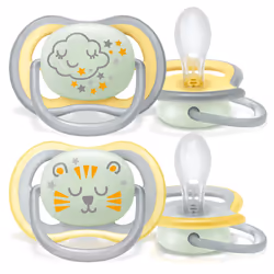 Philips AVENT Ultra air SCF376/01 Sucette, Tétine pour bébé pour la nuit, Orthodontique, Silicone, Garçon/Fille, Lavable au l ...