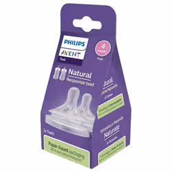 Philips AVENT Natural à Réponse Naturelle SCY964/02 Lot de 2 tétines débit 4 - Rapide