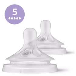 Philips AVENT Natural à Réponse Naturelle SCY965/02 Lot de 2 tétines débit 5 - Extra rapide, Orthodontique, Valve anti-coliqu ...