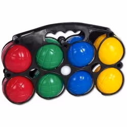 JEU PLEIN AIR - PANIER DE 8 BOULES DE PETANQUE EN PLASTIQUE