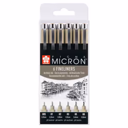 Sakura Pigma Micron, Noir, Fin, Multicolore, Hexagonal, Encre à base d'eau, 0,5 mm
