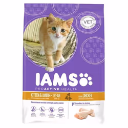 IAMS Vitality Croquettes Super Premium Chatons - Au poulet frais - Sans OGM colorant arome artificiel - 10 kg