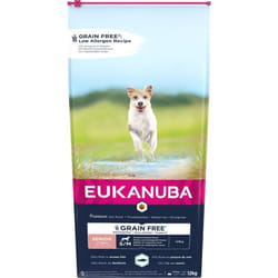 Eukanuba - Grain Free Senior petite/moyenne race, Poisson de mer - nourriture sèche pour chien - 12 kg