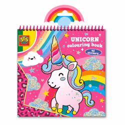 SES Creative Livre de Coloriage Licorne, Garçon/Fille, Autocollants inclus, Kit d'images à colorier