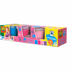 SES Creative Peinture à doigts girly 4 couleurs x145ml, Bleu, Rose, Rose, Violet, Non toxique, Lavable, Sans gluten, 145 ml