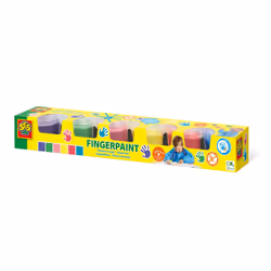 SES Creative Peinture au doigt 6 couleurs, Bleu, Vert, Rose, Violet, Rouge, Jaune, Sans gluten, 120 ml