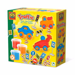 SES Creative Pâte à modeler - Circulation, Jeu de pâte à modeler, Multicolore, Enfant, 21 pièce(s), Pot en plastique, 3 coule ...