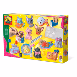 SES Creative Moulage et peinture - Chiens et Chats, Kit de moulage/peinture pour enfants, 5 an(s), Multicolore