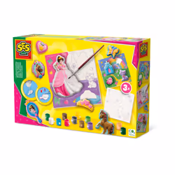 SES Creative Moulage et peinture - Toiles pour peindre des princesses 3x, Kit de coloriage pour enfants, 5 an(s), Multicolore