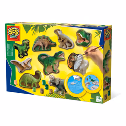 SES Creative Moulage et peinture - Le monde des dinosaures, Kit de moulage/peinture pour enfants, 5 an(s), Multicolore