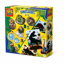 SES Creative Dinosaures 2 en 1 - Moulage et peinture et scratch, Kit de moulage/peinture pour enfants, 5 an(s), Multicolore