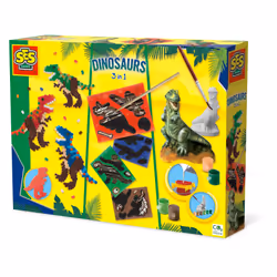 SES Creative Dinosaures 3 en 1, Kit de moulage/peinture pour enfants, 5 an(s), Multicolore