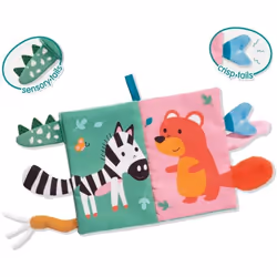 SES Creative Tiny Talents Livre en tissu sensoriel avec queues d’animaux, 0,5 an(s), Tissu, Multicolore