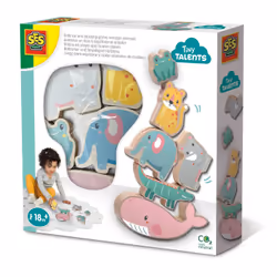 SES Creative Tiny Talents Animaux en bois à équilibrer et empiler, 1,5 an(s), Carton, Multicolore
