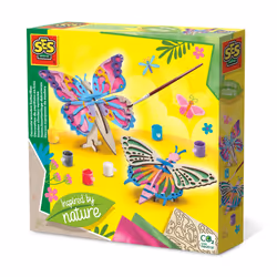 SES Creative Décoration de papillons en bois - Inspired by nature, Kit de coloriage pour enfants, 5 an(s), Carton