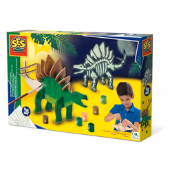 SES Creative Dinosaure en bois qui brille dans le noir, Kit de loisirs créatifs pour enfants, 5 an(s), Multicolore