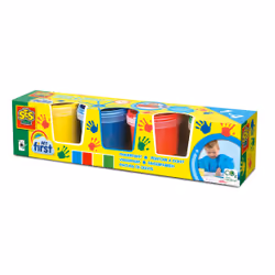 SES Creative My First - Peinture à Doigts 4 couleurs x 145ml, Bleu, Vert, Rouge, Jaune, Sans gluten, 150 ml