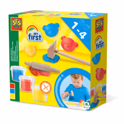 SES Creative My First - Pâte à modeler avec outils 3x90gr, Pâte à modeler, Bleu, Rouge, Jaune, Enfant, 5 pièce(s), Pot en pla ...
