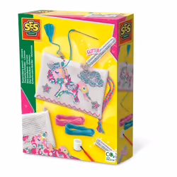 SES Creative Pochette à broder - Licorne, Kit de loisirs créatifs pour enfants, 6 an(s), Multicolore