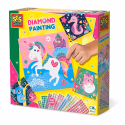 SES Creative Mosaïque de Diamants - Animaux joyeux, Kit de loisirs créatifs pour enfants, 3 an(s), Carton, Multicolore