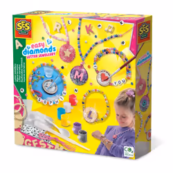 SES Creative Easy diamonds - Bijoux en lettre, Kit de fabrication de bijoux pour enfants, 6 an(s), Carton, Multicolore