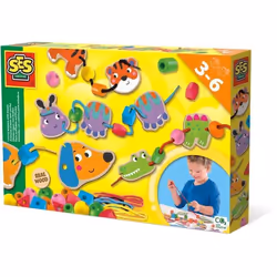 SES Creative Animaux à lacer avec perles, Ensemble de perles pour enfants, 3 an(s), Carton