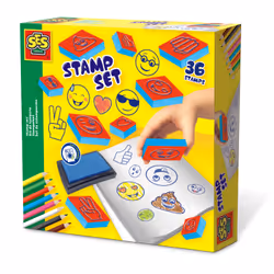 SES Creative Kit de tampons - Emoticons, Kit de tampons pour enfants, 3 an(s), Bleu, Rouge