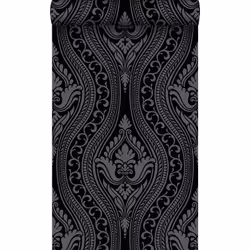 Habillez vos murs avec élégance grâce à ce papier peint classique à motif baroque en velours en noir. Ce papier peint créera ...